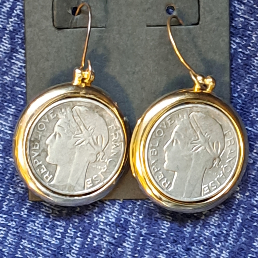 Vintage French Currency Franc Earrings